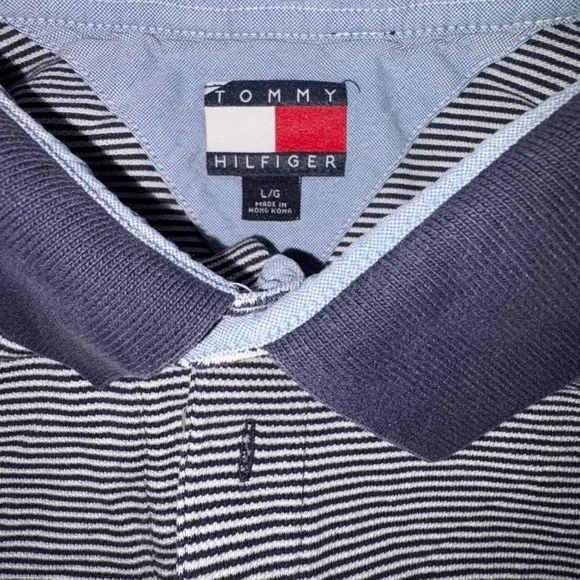 Men's Sz L Navy Tommy Hilfiger Polo - Picture 2 of 2